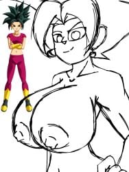 bettysantana big_boobs big_tits boobs breasts caulifla dragon_ball dragon_ball_super drawing fusion fusion_character kale kefla nude nude_female sketch tits