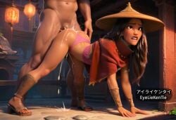 ai_generated all_fours anal anal_sex asian asian_female cum cum_drip cum_in_ass cumming dark-skinned_female dark_skin disney disney_princess doggy_style doggy_style eyeliekentie_(artist) from_behind from_behind_position raya_(ratld) raya_and_the_last_dragon uncensored