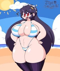 ass big_breasts bikini filia_(skullgirls) fit_female jdkdoodles muscular skullgirls thick_thighs