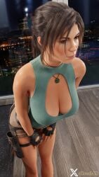 3d bent_over big_breasts breasts brown_eyes brown_hair busty dawdle3d female female_focus female_only hourglass_figure lara_croft lara_croft_(survivor) large_breasts long_hair pinup pinup_pose ponytail tagme tan tan_body tan_skin tomb_raider tomb_raider_(survivor) wide_hips