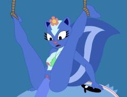 bean_(dumb_ways_to_die) blue_body blue_fur dumb_ways_to_die flower furry happy_tree_friends headband loopy_(dumb_ways_to_die) penetration petunia_(htf) pussy