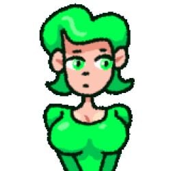 animated animated_gif flashing flashing_breasts gif green_hair sandiestlittlefella solo tagme