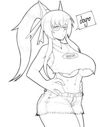 big_breasts crop_top daisy_dukes futayo_honda honda_futayo jean_shorts joylewds kyoukaisenjou_no_horizon ponytail sexsi short_shorts shorts sketch