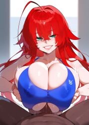 ai_generated big_breasts big_lips boobjob high_school_dxd huge_breasts red_hair rias_gremory titjob