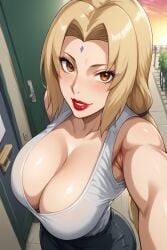 ai_generated anime big_ass big_breasts big_butt bimbo blonde_hair female manga mature mature_female milf naruto naruto_(series) naruto_shippuden office office_lady rxnbx selfie tsunade