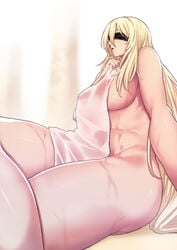 ass blindfold blonde_hair breasts busty chubby goblin_slayer huge_ass sword_maiden_(goblin_slayer) thick_thighs wet wide_hips yumoteliuce