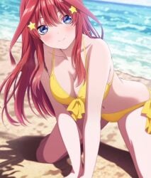 bikini bikini_bottom bikini_top go-toubun_no_hanayome nakano_itsuki red_hair swimsuit swimwear