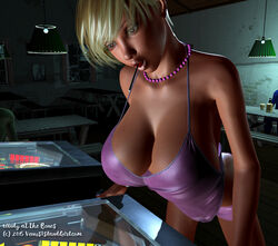 1girls 2015 2boys 3d bare_shoulders big_breasts bimbo blonde_hair bracelet brown_eyes busty cleavage cottonkidd curvy detailed_background dress english_text eyelashes female female_only front_view hourglass_figure human indoor inside looking_down midriff multiple_boys multiple_males necklace pearl_necklace pink_clothing pink_dress pose posing room shiny shiny_skin short short_hair short_shorts sitting solo_female spread_legs spreading standing text voluptuous wide_hips windi_welch