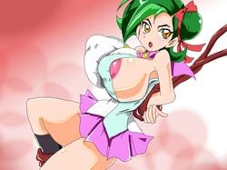 1girls areolae big_areola big_breasts blush breasts busty female green_hair hair_ornament huge_areolae huge_breasts kotori_mizuki large_areolae large_breasts miniskirt nipple_bulge open_mouth pink_skirt puffy_areola puffy_nipples school_uniform shiny_breasts shiny_hair shiny_skin skirt thick thick_legs tori_meadows voluptuous yellow_eyes yu-gi-oh! yu-gi-oh!_zexal