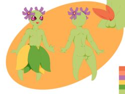 1boy 2019 abs adagio_flores animal_genitalia animal_penis anthro anthrofied back bellossom belly big_ass big_eyes blush chocoscorner close-up digital_media_(artwork) diphallia diphallism eye_contact femboy flora_fauna flower genital_slit girly green_skin hemipenes hi_res humanoid looking_at_viewer male model_sheet multi_penis navel nintendo nipples nude original_character penis pink_eyes plant plantie pokémon_(species) pokemon pokemon_gsc simple_background skirt slit smile solo testicles thick_thighs topless video_games wide_hips