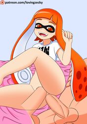 1girls 2boys anal anthro anus ass balls cephalopod cephalopod_humanoid cute double_penetration female humanoid inkling inkling_girl kaori_(splatoon) lovingzecky male male/female mask_(marking) nintendo open_mouth orange_eyes orange_hair penis pointy_ears pussy sex simple_background smile splatoon splatoon_2 squid tentacle tentacle_hair thighs vaginal vaginal_penetration