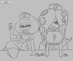 erozer inkling marina_(splatoon) monochrome octoling pearl_(splatoon) splatoon splatoon_2