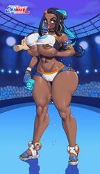 1boy 1boy1girl 1girls abs alternate_body_type alternate_breast_size ambiguous_gender areola areolae ass big_ass big_breasts big_butt black_hair blue_eyes blue_hair blue_nails boobs breast_grab breast_grope breast_squeeze breast_suppress breasts brown_skin bursting_breasts bust busty camel_toe cameltoe condom curvaceous curves curvy curvy_body curvy_female dark-skinned_female dark_nipples dark_skin disembodied_hand earrings female female_focus fit full_body gigantic_ass hand_on_breast hips holding_condom hoop_earrings huge_ass huge_breasts jay-marvel knees large_ass large_breasts legs looking_at_viewer multicolored_hair muscular_female naughty_face nessa_(pokemon) nipple_piercing nipple_slip nipples offscreen_character offscreen_male pierced_nipples piercing pinup pokemon pokemon_ss pussy_juice sandals seductive seductive_smile shorts smile sportswear sweat tank_top thick thick_legs thick_thighs thigh_gap thighs tight_clothing toned tongue tongue_out underboob voluptuous wasp_waist wide_hips