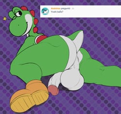 2019 anthro ass balls big_butt biped digital_media_(artwork) hi_res looking_at_viewer male male_only mario_(series) nintendo nsfsushi nude penis reptile scalie smile solo video_games yoshi