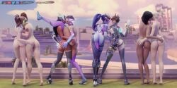 3d 6+girls 8girls alternate_costume areolae asian ass ass_grab blender blizzard_entertainment breasts brigitte chronal_accelerator d.va dark-skinned_female dark_skin egyptian female female_only forceballfx harness human interracial kissing latina legwear looking_back mercy multiple_girls nano_d.va nipples nude overwatch pharah pussy rose_tracer sombra stirrup_legwear symmetra tattoo thighhighs toeless_legwear tracer video_games widowmaker yuri