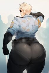 1girls ass bbw big_ass big_butt blonde_hair bottom_heavy curvaceous donaught female female_only from_behind glasses huge_ass huge_breasts human human_only large_ass larger_female mature_female mature_woman miffu milf muscular_female police police_uniform policewoman short_hair solo strong sweat thick_ass thick_eyebrows thick_thighs toned toned_arms toned_ass toned_back toned_body toned_female voluptuous wide_hips