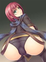 abu ass big_ass black_panties cameltoe clothing green_eyes looking_at_viewer nel_zelpher panties red_hair scarf short_hair star_ocean star_ocean_till_the_end_of_time stockings tagme thighhighs