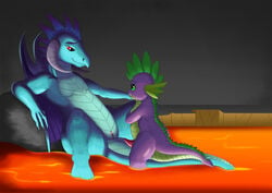 age_difference dragon dragoness exelzior-maximus female friendship_is_magic hi_res lava male my_little_pony penis princess_ember_(mlp) pussy smooth_skin spike_(mlp) straight wings young