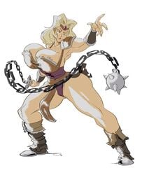 1girls 2019 blonde_hair breasts cameltoe castlevania cleavage clothed clothing curvy female female_only flail fully_clothed genderswap hair holding_weapon huge_breasts human mammal melee_weapon panties rule_63 simon_belmont simple_background slb solo weapon white_background