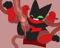 anal anal_sex bodily_fluids crying cum domestic_cat felid feline felis genital_fluids hi_res male male_only mammal mao_mao_heroes_of_pure_heart penetration penile penis penis_milking pururing sheriff_mao_mao_mao solo tears tentacle tentacle_sex