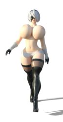 1girls 3d alternate_breast_size animated animated_gif areolae bouncing_breasts breasts endlessrain0110 erect_nipples female female_only gloves high_heel_boots high_heels hotpants hyper hyper_breasts impossible_clothing micro_shorts nier:_automata nipples short_hair simple_background solo thick_thighs thigh_boots thighhighs topless walking wide_hips yorha_2b