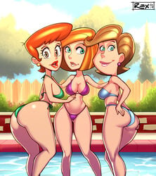 3girls alternate_breast_size ann_possible ass big_ass big_breasts bikini breasts bubble_butt butt butt_crack cartoon_network cleavage crossover dexter's_laboratory dexter's_mom disney disney_channel female female_only hourglass_figure kim_possible large_breasts looking_at_viewer looking_back milf multiple_girls nickelodeon r_ex straight_hair the_fairly_oddparents timmy's_mom triple_milf