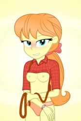 1girls aged_up animated areolae blush breasts cameltoe equestria_girls female female_only hasbro looking_at_viewer megan_williams megan_williams_(eg) my_little_pony nipples panties randomtriples shirt_lift solo solo_female tagme wristwatch