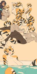 1boy 1girls anthro arknights aspirindabaitu ass breasts mx99926 pussy tiger tiger_girl waai_fu_(arknights)