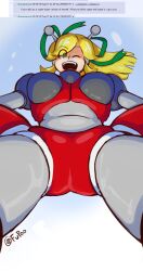 antennae big_breasts blonde_female blonde_hair blonde_hair blonde_hair_female blue_background capcom character_request earphones fupoo green_ribbons hyper_roll_(marvel_vs._capcom) large_breasts long_hair looking_at_viewer looking_down marvel_vs._capcom mechanophilia mega_man open_mouth pov pussy_focus radio_antenna ribbon robot robot_arm robot_girl robot_joints smile wink winking_at_viewer yellow_hair