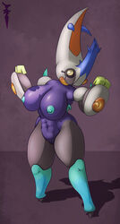 2016 absurd_res anthro areola arthropod big_breasts black_body black_sclera blue_areola blue_body blue_nipples breasts dnp101 dream_eater female hi_res kab_kannon kingdom_hearts nipples orange_body purple_background purple_body pussy simple_background solo spirit_dream_eater square_enix video_games white_body yellow_body yellow_eyes