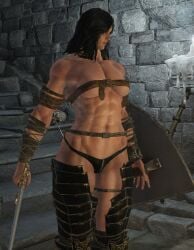 abs elden_ring female female_only fromsoftware micro_bikini mod muscular muscular_female tan-skinned_female tarnished