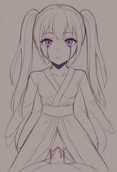 ai_generated blood_in_cum blood_in_pussy hatsune_miku japanese_clothes masa_works_design mjdennsfw oni_to_kitsune_no_hanashi penetration purple_blood purple_eyes sketch spirit standing_sex the_onibi twintails vocaloid