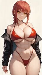 abs ai_generated athletic_female big_breasts bikini bra breasts chainsaw_man cleavage collarbone fake_breasts female female_focus female_only firm_breasts focus hourglass_figure jacket jacket_open large_breasts looking_at_viewer makima_(chainsaw_man) midriff navel navel_piercing portrait round_breasts seducing seductive seductive_body seductive_eyes seductive_gaze seductive_look seductive_pose seductive_smile shiny shiny_breasts shiny_clothes shiny_hair shiny_skin sky4maleja standing swimsuit thick_thighs thong thong_bikini toned_female toned_stomach underwear waist white_background