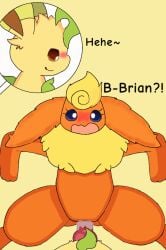 animal_genitalia blaze_(eeveelution_squad) blue_eyes brian_(eeveelution_squad) brown_eyes canine_penis eeveelution eeveelution_squad feral_only flareon leafeon nintendo orange_body orange_fur pokemon sigma_rizz tan_body tan_fur vaginal_sex