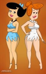 betty_rubble dress sexy_bitchs the_flintstones thick_thighs thighs tiptoes white_dress wilma_flintstone