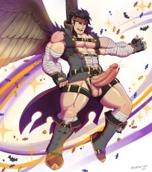 balls bara big_penis boner erection fire_emblem male male_only muscles muscular nintendo penis solo solo_male tibarn_(fire_emblem) wings wolfshirtart