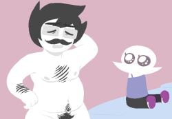 1boy 1boy1girl 1boys 1girl1boy 1girls accurate_art_style arm_hair blush body_hair chest_hair female galaxicsin hair hairy heterosexual homestuck john_egbert male male_focus moustache nude nude_male nudity pubic_hair roxy_lalonde short_hair short_hair_male straight tiered