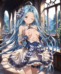 (granblue ai_generated fantasy) granblue_fantasy holding_breast lyria nipples small_breasts