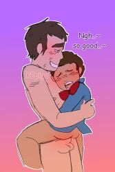 2boys anal anal_insertion anal_penetration anal_sex blue_suit blur(band) britpop consent consenting cowgirl_position damon_albarn dummy english_text gradient gradient_background harold(the_good_the_bad_and_the_queen) k0piga middle_aged middle_aged_male middle_aged_man music_band red_bow red_bowtie red_lipstick selfcest smaller_penetrated smaller_sub standing standing_cowgirl_position standing_sex text the_good_the_bad_and_the_queen ~