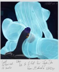 alfonsohegao blue_skin glowing glowing_markings jellobom large_ass large_penis markings meme monster_girl riding riding_penis robot robot_male slime slime_girl tail twitter zygotetrance