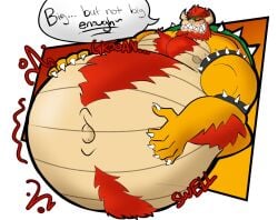 1boy big_belly big_gut bowser daddy dilf gigantic_belly gigantic_gut groaning_belly hairy_belly huge_belly huge_gut male male_only mario_(series) nintendo reptamph solo solo_male spiked_armband