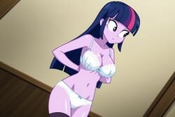 big_breasts bra breasts equestria_girls gastkeser82 large_breasts lingerie my_little_pony panties solo twilight_sparkle_(eg) underwear underwear_only undressing white_bra white_lingerie white_panties