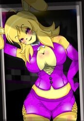 anthro big_breasts female female_only five_nights_at_freddy's five_nights_at_freddy's:_help_wanted five_nights_in_anime glitchtrap looking_at_viewer mairusu-paua purple_clothing rule_63 smile