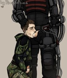 blowjob cum exoskeleton fully_clothed gay human male/male male_penetrating_male oral s.t.a.l.k.e.r. uniform