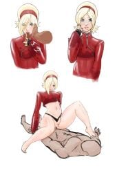 2boys 2d 2d_(artwork) anal ash_crimson axred7 balls blank_background blonde_femboy blonde_hair blonde_hair_femboy blowjob cum feet fellatio femboy king_of_fighters male male_only oral oral_sex small_penis testicles trap twink video_game_character video_game_franchise white_background yaoi