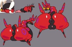 anus anus_peek belly_expansion belly_inflation cum cum_in_pussy excessive_cum female female_focus huge_ass plump_pussy pokemon pokemon_(species) puffy_pussy pussy scolipede superiorfox thick_ass