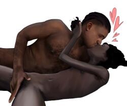 1boy 1girls armpit_hair baldur's_gate_3 body_hair couple dark-skinned_female dark-skinned_male dark_skin daughterdottir female_pubic_hair finger_fuck fingering hairy_armpits hairy_chest hairy_male hairy_pussy heart hetero kissing male/female pubic_hair romantic romantic_couple skinny skinny_girl straight tav_(baldur's_gate) wholesome wholesome_sex wyll_ravengard