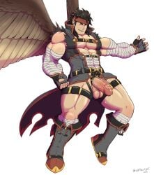 balls bara big_penis fire_emblem flaccid male male_only muscles muscular nintendo penis solo solo_male tibarn_(fire_emblem) wings wolfshirtart