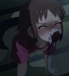 1boy all_fours animated artist_name bar_censor blue_shorts blush brown_eyes brown_hair censored collarbone deepthroat ear_blush excited eyebrows eyelashes fellatio female half-closed_eyes heart heart-shaped_pupils indoors large_penis loli looking_at_another looking_up looping_animation male matching_hair/eyes medium_hair mizumizuni ooi!_tonbo ooi_tonbo oral penis pink_shirt saliva shirt short_sleeves shorts size_difference snot solo_focus sound straight symbol-shaped_pupils t-shirt tagme tatami third-party_edit two-tone_shirt veins veiny_penis video white_shirt x-ray