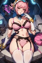 ai_generated cameltoe cute pink_hair pink_lingerie spaceship white_stockings